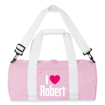I Love Robert Pink Heart I Love Robert - Recycled Duffel Bag - pink/white - Front