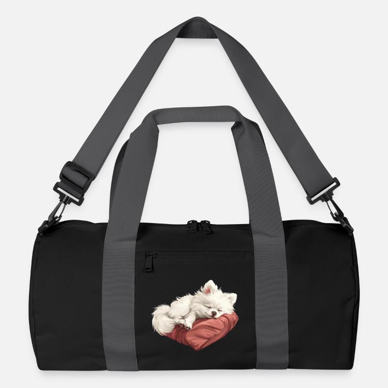 Schlafender Spitz Welpe - Recycelte Duffel Bag - Schwarz/Graphitgrau