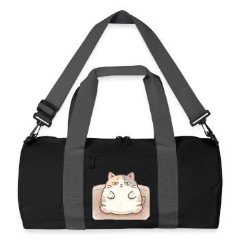 Chat duveteux et gros en position d’allaitement - Sac de sport recyclé - noir/gris graphite - Devant