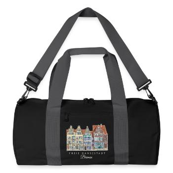 Free Hanseatic City of Bremen - Row of Houses Drawing - Recycled Duffel Bag - black/graphite grey - Front