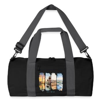 Dubai Urlaub Travel – Skyline & Luxus Motiv - Recycelte Duffel Bag - Schwarz/Graphitgrau - Vorne