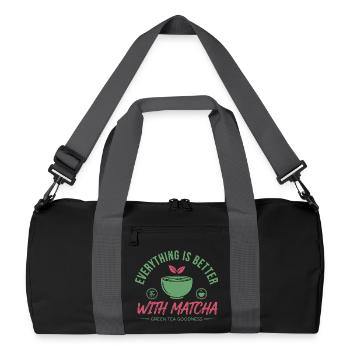 Tout est mieux avec le thé vert matcha - Sac de sport recyclé - noir/gris graphite - Devant