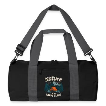 Camping Nature Saying Nature Is My Happy Place Camp - Recycled Duffel Bag - black/graphite grey - Front