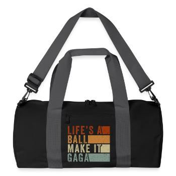 Das Leben ist ein Ball, mach es verrückt. - Recycelte Duffel Bag - Schwarz/Graphitgrau - Vorne