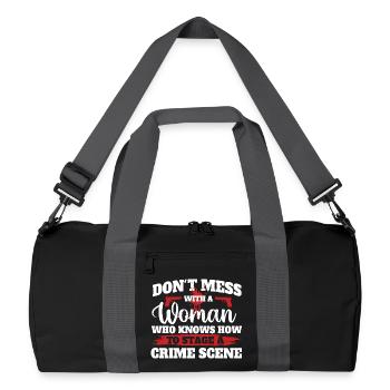 Scène de crime féminine : un mystère drôle de true crime - Sac de sport recyclé - noir/gris graphite - Devant