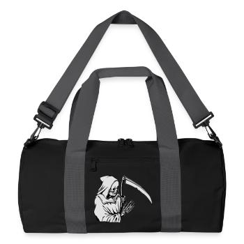 Sensenmann-Silhouette mit Sense - Recycelte Duffel Bag - Schwarz/Graphitgrau - Vorne
