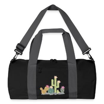 Kakteen Steingarten mit unterschiedlichen Kakteen - Recycelte Duffel Bag - Schwarz/Graphitgrau - Vorne