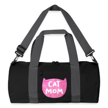 Katze Flausch Mom Mama coole Quotes Fell rosa pink - Recycelte Duffel Bag - Schwarz/Graphitgrau - Vorne