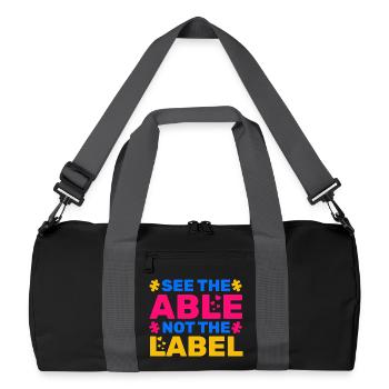 Sehen Sie das Fähige, nicht das Etikett - Recycelte Duffel Bag - Schwarz/Graphitgrau - Vorne