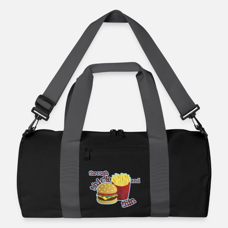 Burger mit Pommes - Recycelte Duffel Bag - Schwarz/Graphitgrau