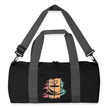 retro Kaffee abstrakt Herz Cafe Liebe Symbol icon - Recycelte Duffel Bag - Schwarz/Graphitgrau - Vorne