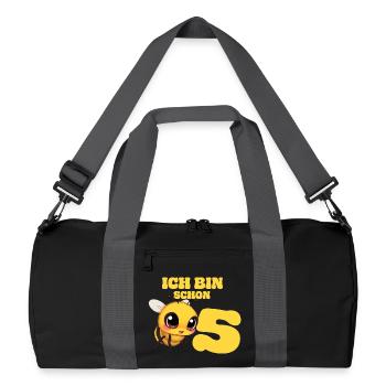 5th Birthday Bee Children's Birthday Party - Recycled Duffel Bag - black/graphite grey - Front