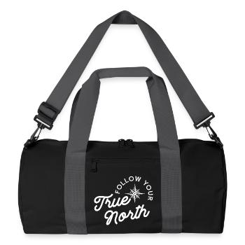 True North inspirierendes Zitat-Design - Recycelte Duffel Bag - Schwarz/Graphitgrau - Vorne