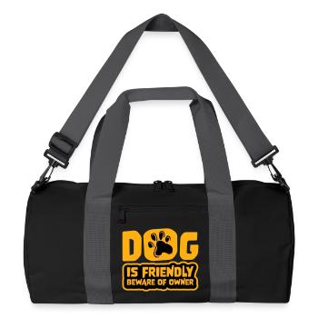 Chien Bienvenu Méfiez-vous Propriétaire Avertissement Humour Protéger - Sac de sport recyclé - noir/gris graphite - Devant