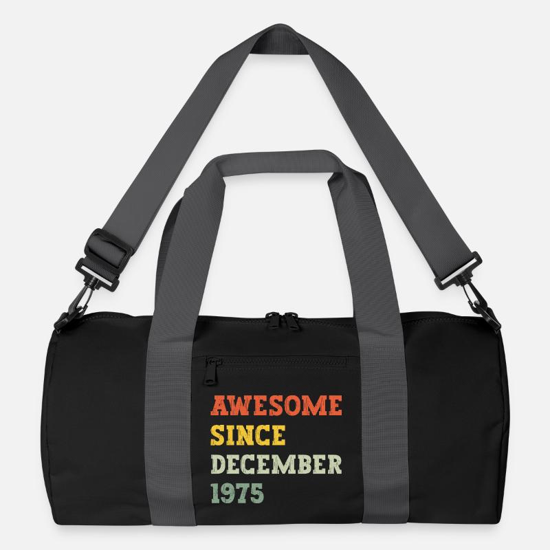 1975 Dezember Geburtstagsgeschenk - Recycelte Duffel Bag - Schwarz/Graphitgrau