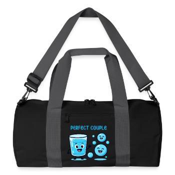 Perfect Couple Water and Bubbles Fun Cartoon - Recycled Duffel Bag - black/graphite grey - Front