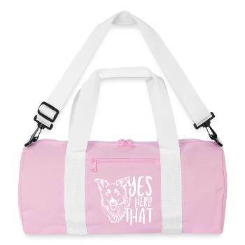 Wolfskopf mit handschriftlichem Text - Recycelte Duffel Bag - Rosa/Weiß - Vorne
