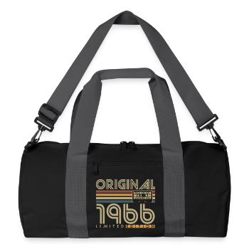 Cadeau d’anniversaire vintage original de 1966 - Sac de sport recyclé - noir/gris graphite - Devant