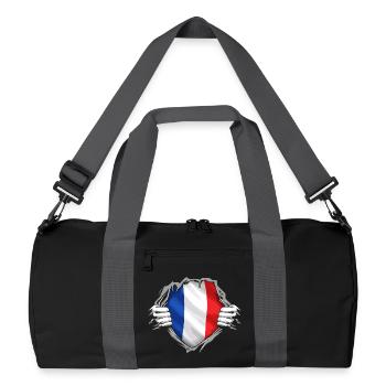 Französische Flagge zerrissen, patriotischer Stil Frankreichs - Recycelte Duffel Bag - Schwarz/Graphitgrau - Vorne
