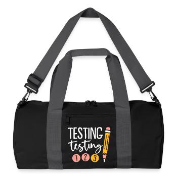 Bleistiftkritzeleien auf Schwarz testen - Recycelte Duffel Bag - Schwarz/Graphitgrau - Vorne