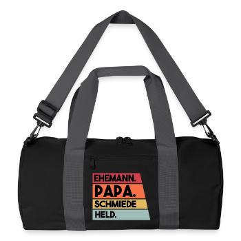 Ehemann Papa Schmiede Held - Recycelte Duffel Bag - Schwarz/Graphitgrau - Vorne