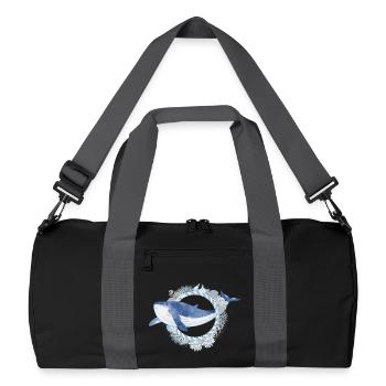 blauer Wal Fisch im Korallenriff im Aquarell Stil - Recycelte Duffel Bag - Schwarz/Graphitgrau - Vorne
