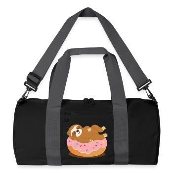 Faultier auf Donut–Süßes und entspanntes Tiermotiv - Recycelte Duffel Bag - Schwarz/Graphitgrau - Vorne