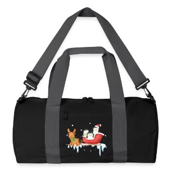 Penguin Sleigh Ride in Winter Wonderland - Recycled Duffel Bag - black/graphite grey - Front