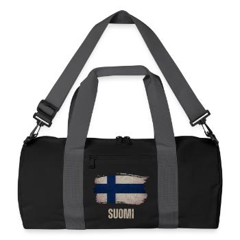 Drapeau grunge de la Finlande, vintage Finlande - Sac de sport recyclé - noir/gris graphite - Devant