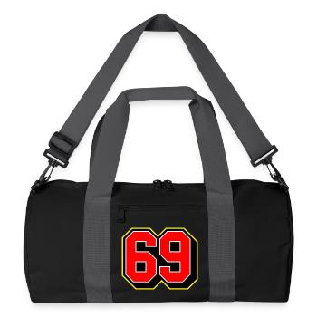 Numéro de maillot sportif en gras 69 - Sac de sport recyclé - noir/gris graphite - Devant