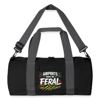 Reiseangst-humor, Flughafen-chaos, Fliegen Ist - Recycelte Duffel Bag - Schwarz/Graphitgrau - Vorne