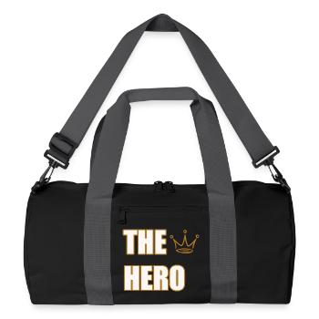 THE HERO – Bold & Powerful Statement Design - Recycelte Duffel Bag - Schwarz/Graphitgrau - Vorne