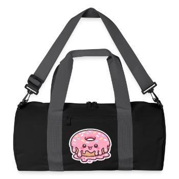 Kawaii Donut mit Zuckerguss - Recycelte Duffel Bag - Schwarz/Graphitgrau - Vorne