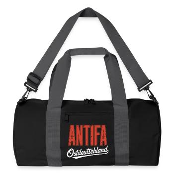 Antifa Allemagne de l’Est - Produits dérivés antifascistes - Sac de sport recyclé - noir/gris graphite - Devant
