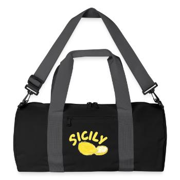 Sicily Lemons Illustration - Sicily - Recycled Duffel Bag - black/graphite grey - Front