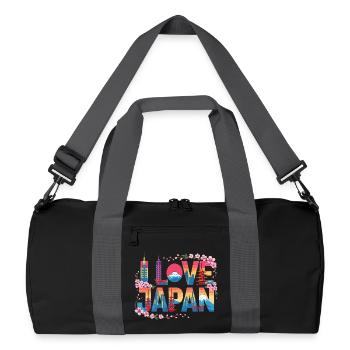 I Love Japan Sakura Mount Fuji Tokyo Skyline - Recycled Duffel Bag - black/graphite grey - Front