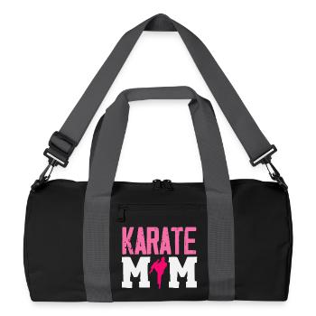 Karate Mom Martial Arts Mother Fighter Pink - Recycled Duffel Bag - black/graphite grey - Front