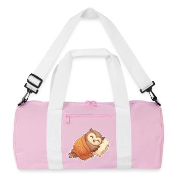 Eule Schlafen - Recycelte Duffel Bag - Rosa/Weiß - Vorne