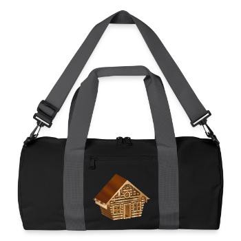 enchanting log cabin in 3D style in wood look - Recycled Duffel Bag - black/graphite grey - Front