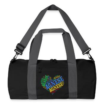 T-Shirt Agnese Wort Wolke Herz Geschenkidee - Recycelte Duffel Bag - Schwarz/Graphitgrau - Vorne