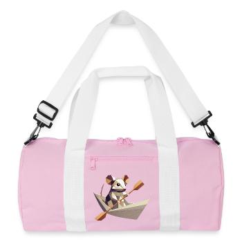 Souris aventureuse dans un bateau en papier - Sac de sport recyclé - rose/blanc - Devant