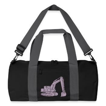 Excavator Silhouette Construction Equipment Operator Civil Engineering - Recycled Duffel Bag - black/graphite grey - Front