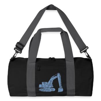 Excavator Silhouette Construction Equipment Operator Civil Engineering - Recycled Duffel Bag - black/graphite grey - Front