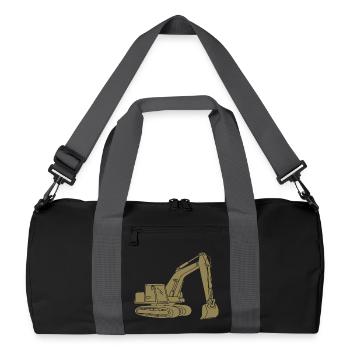 Excavator Silhouette Construction Equipment Operator Civil Engineering - Recycled Duffel Bag - black/graphite grey - Front