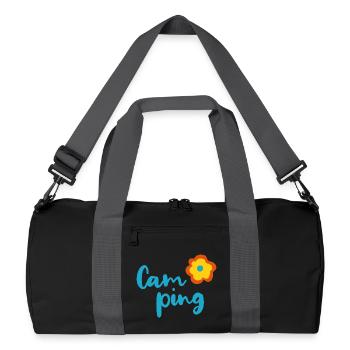 Camping Blume Camper Fan Urlaub Van Life Sommer - Recycelte Duffel Bag - Schwarz/Graphitgrau - Vorne
