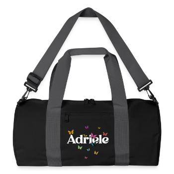 Beautiful girl's name with butterflies ADRIELE - Recycled Duffel Bag - black/graphite grey - Front