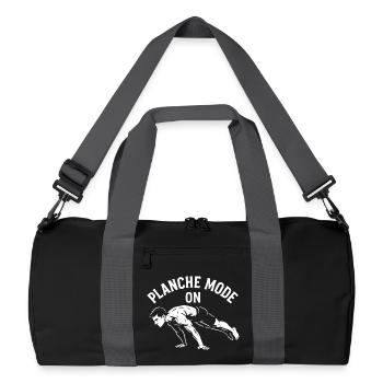 Planche-Modus beim Calisthenics Fitness Gym Workout - Recycelte Duffel Bag - Schwarz/Graphitgrau - Vorne