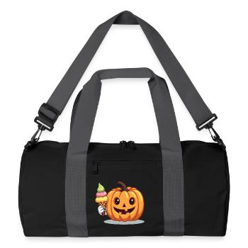 Süßer Grusel Kürbis mit Eiswaffel - Recycelte Duffel Bag - Schwarz/Graphitgrau - Vorne