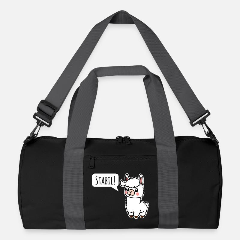 Bleibt Stabil! So wie das kleine Lama - Recycelte Duffel Bag - Schwarz/Graphitgrau
