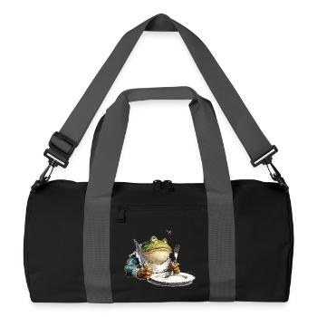 Küchen Frosch mit Teller - Recycelte Duffel Bag - Schwarz/Graphitgrau - Vorne